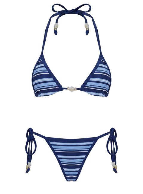 Jenner Triangle Bikini Top Navy Stripe