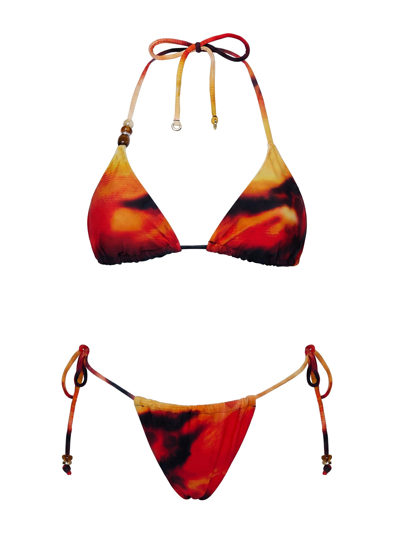 Fleura Tie Side Beaded Bikini Bottom Orange Multi
