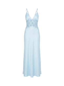 Klairee Halter Lace Maxi Dress Icy Blue