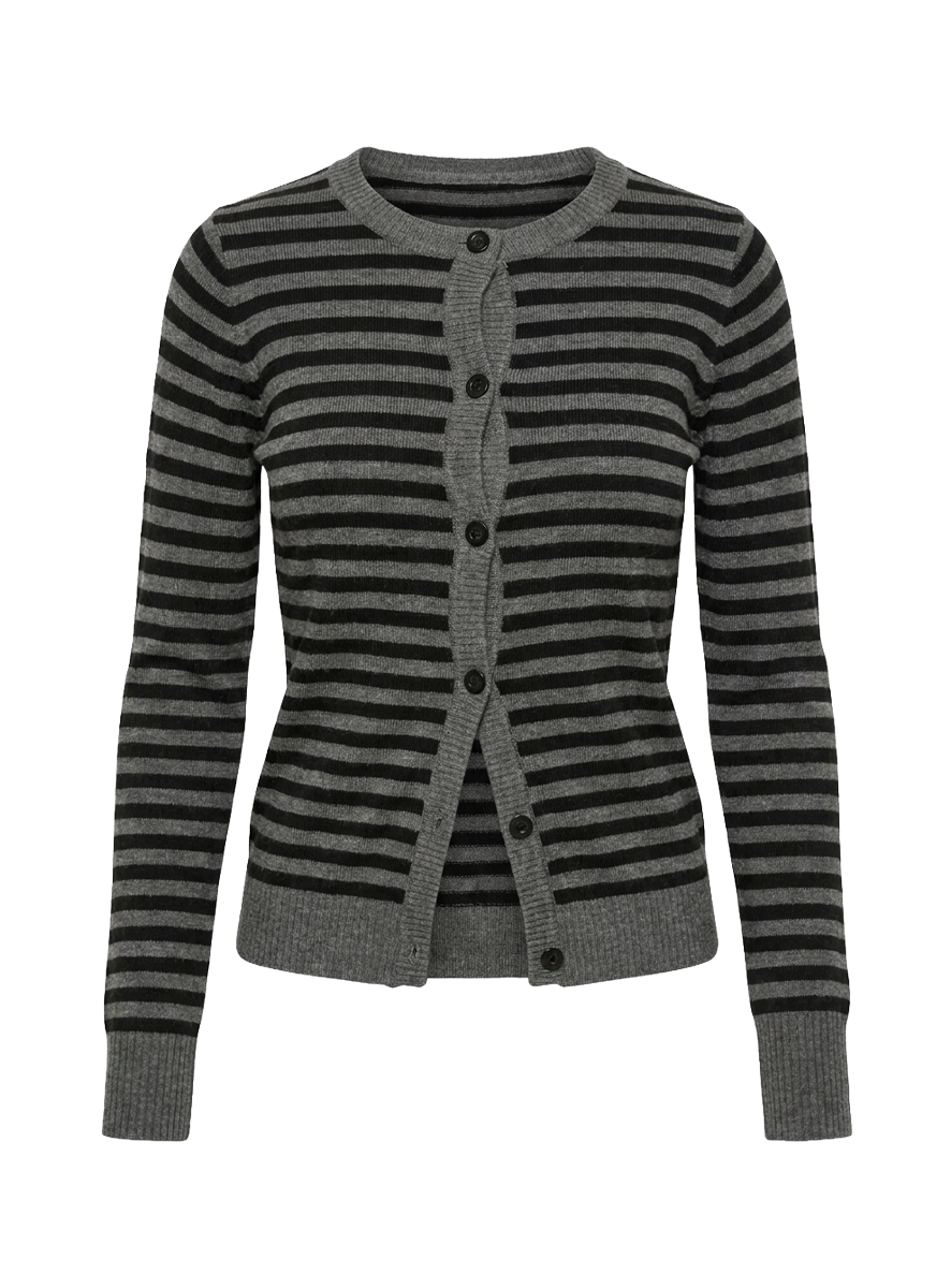 Presenting the Lauraine Cardigan Grey / Black Stripe womens-jumpers in short length product