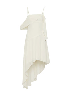 Massey Bust Draping Low Back Midi Dress Off White