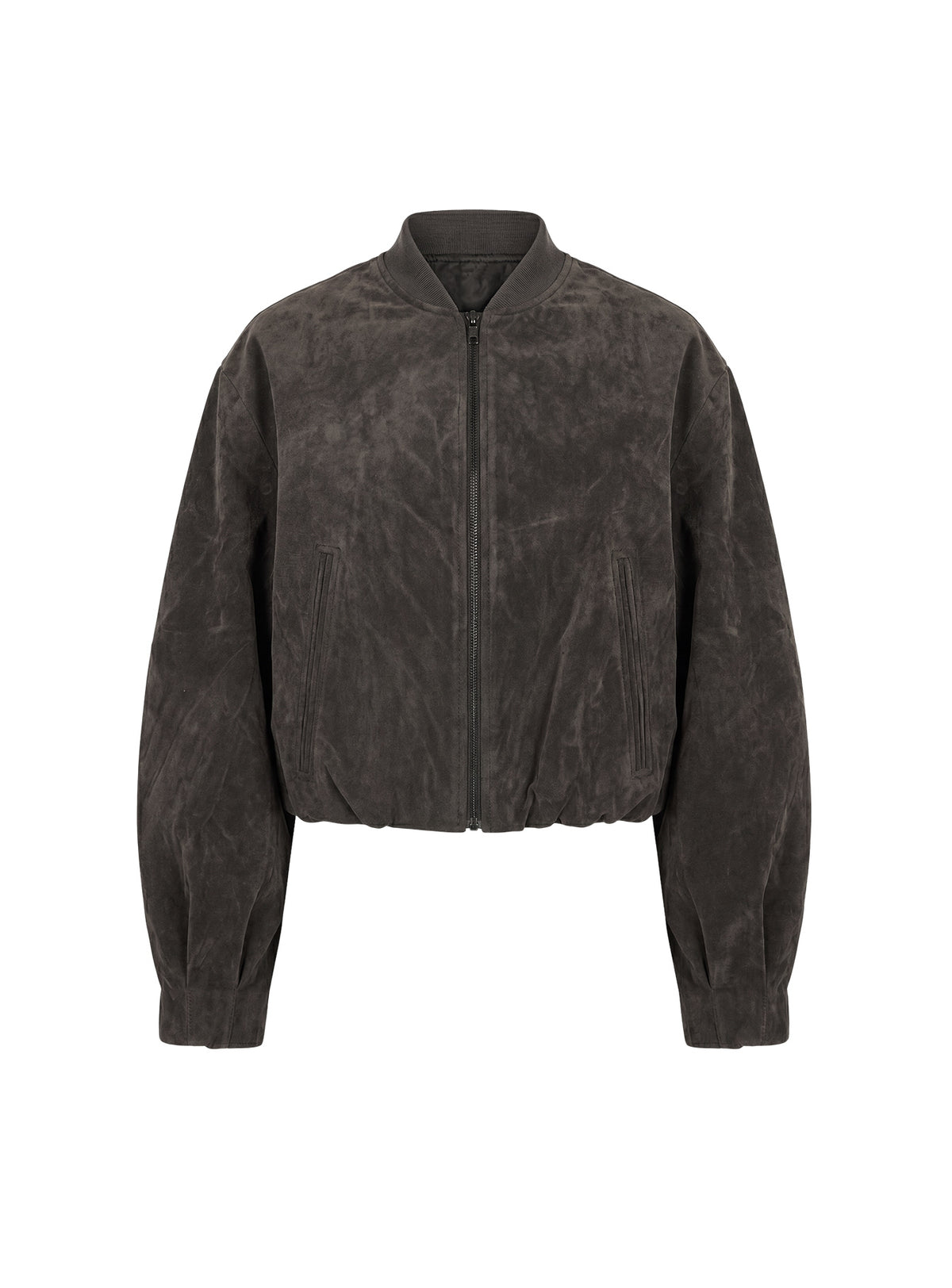 Mastery Faux Suede Bomber Jacket Charcoal