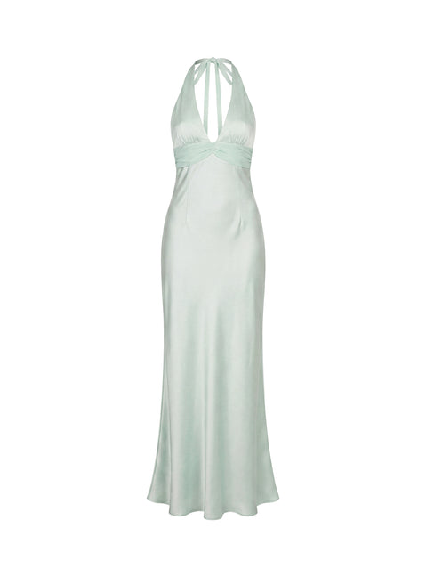Odyssa Halter Maxi Dress Mint Green