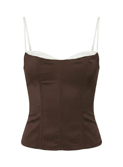 Somani Layered Corset Top Chocolate / White