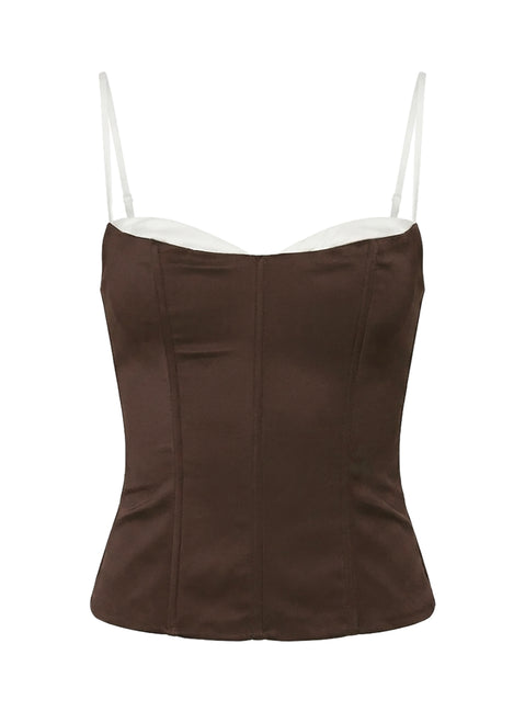 Somani Layered Corset Top Chocolate / White
