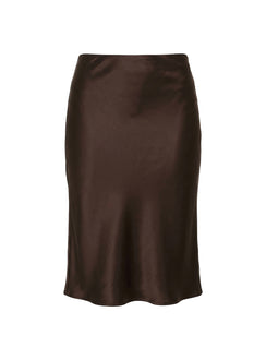 Somani Satin Midi Skirt Chocolate