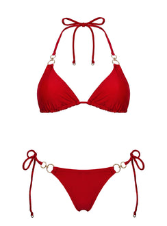 Coastal Chaos Tie Side Bikini Bottoms Red