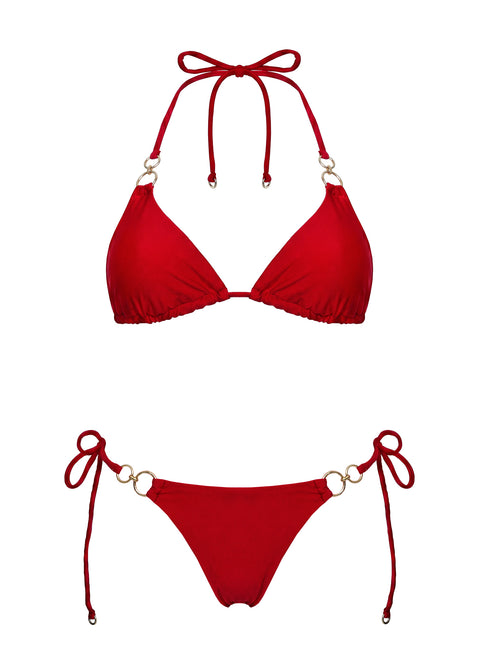 Coastal Chaos Tie Side Bikini Bottoms Red