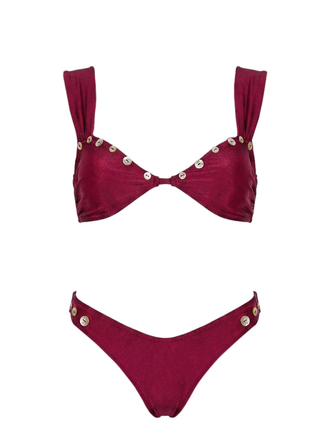Endless Weekend Shell Detail Bikini Bottoms Plum