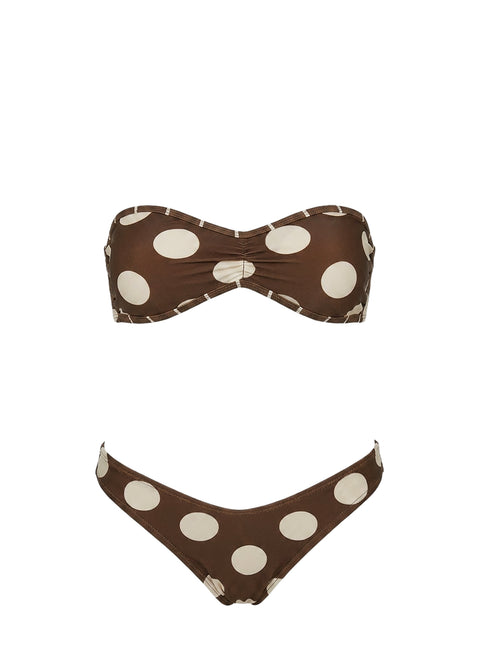 Calbira Cheeky Bikini Bottoms Brown / Cream Polka