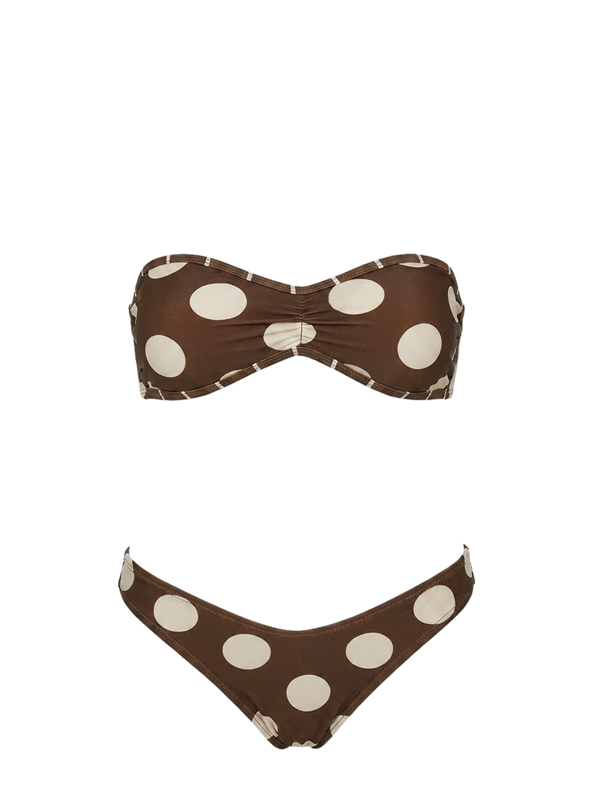 Tykana Bandeau Bikini Top Brown / Cream Polka Dot