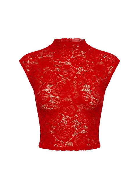 Vionna Lace Top Red