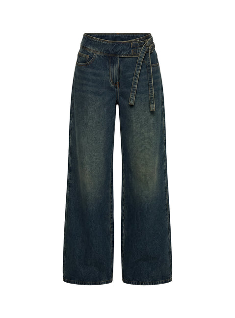 Boxie Mid Rise Wide Leg Jeans Vintage Wash