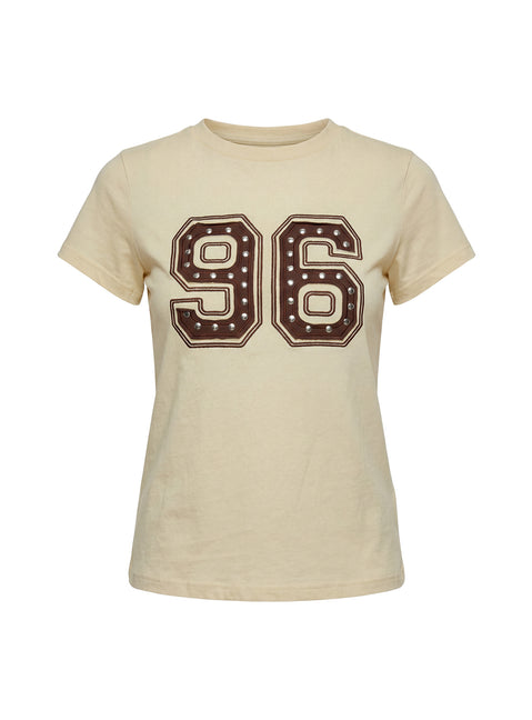 96 Charm Studded Graphic Baby Tee Yellow