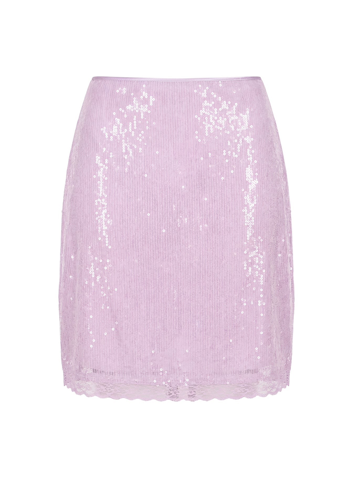 Addisa Sequin Lace Midi Skirt Lilac