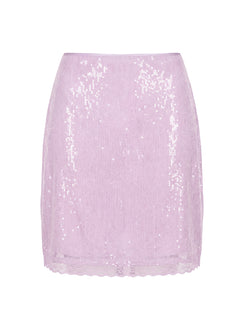 Addisa Sequin Lace Midi Skirt Lilac