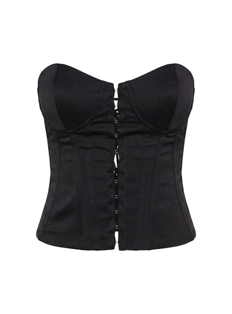 Afelia Strapless Corset Top Black