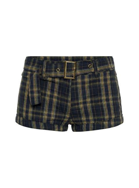 Afterglow Mini Short Navy / Lemon Plaid
