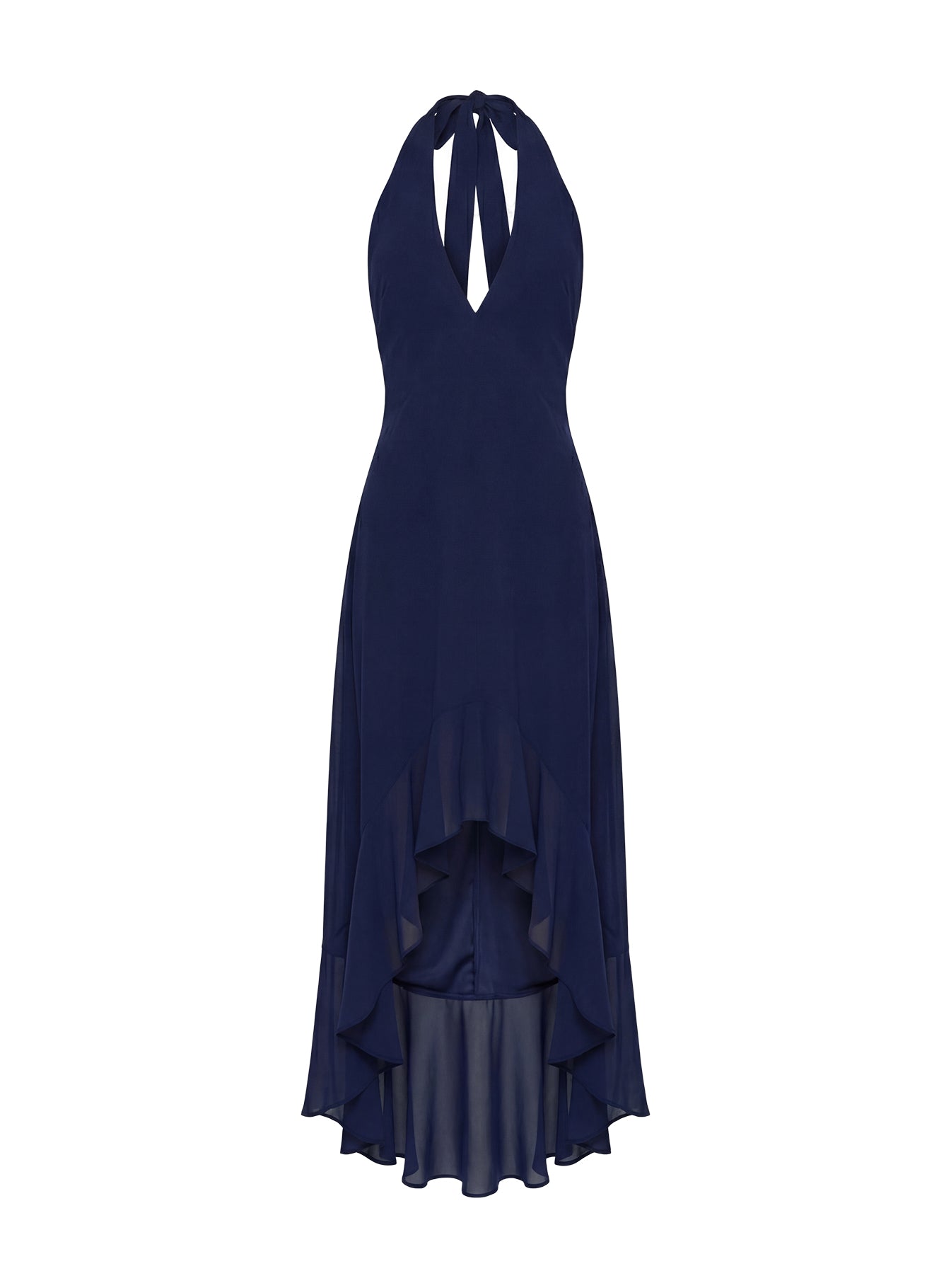 Agata Halter Frill Maxi Dress Navy