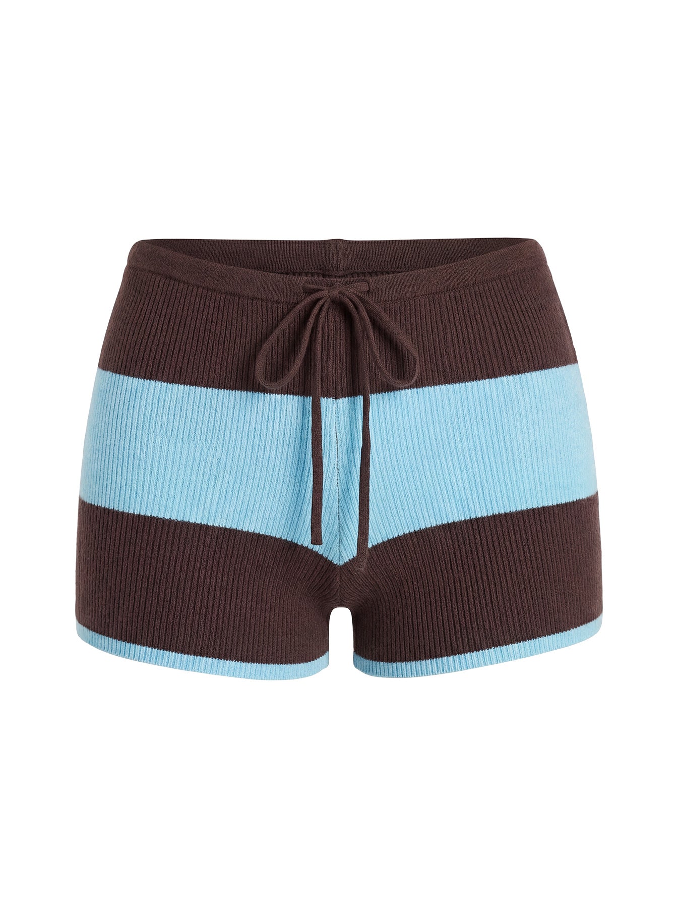 Ahani Low Rise Knit Shorts Blue / Brown