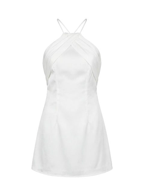 Amberlee Ruched Mini Dress White