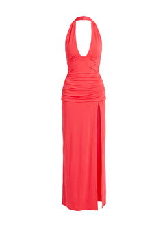 Anaisa Halter Jersey Maxi Dress Guava
