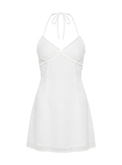 Angel Antics Halter Mini Dress White