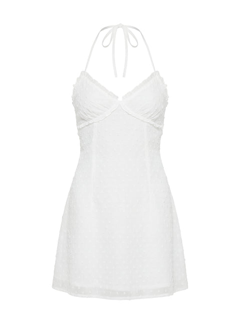Angel Antics Halter Mini Dress White
