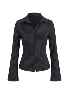 Anni Pinstripe Shirt Black
