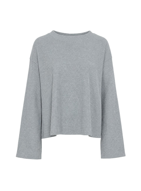 Arlla Waffle Jersey Long Sleeve Top Grey