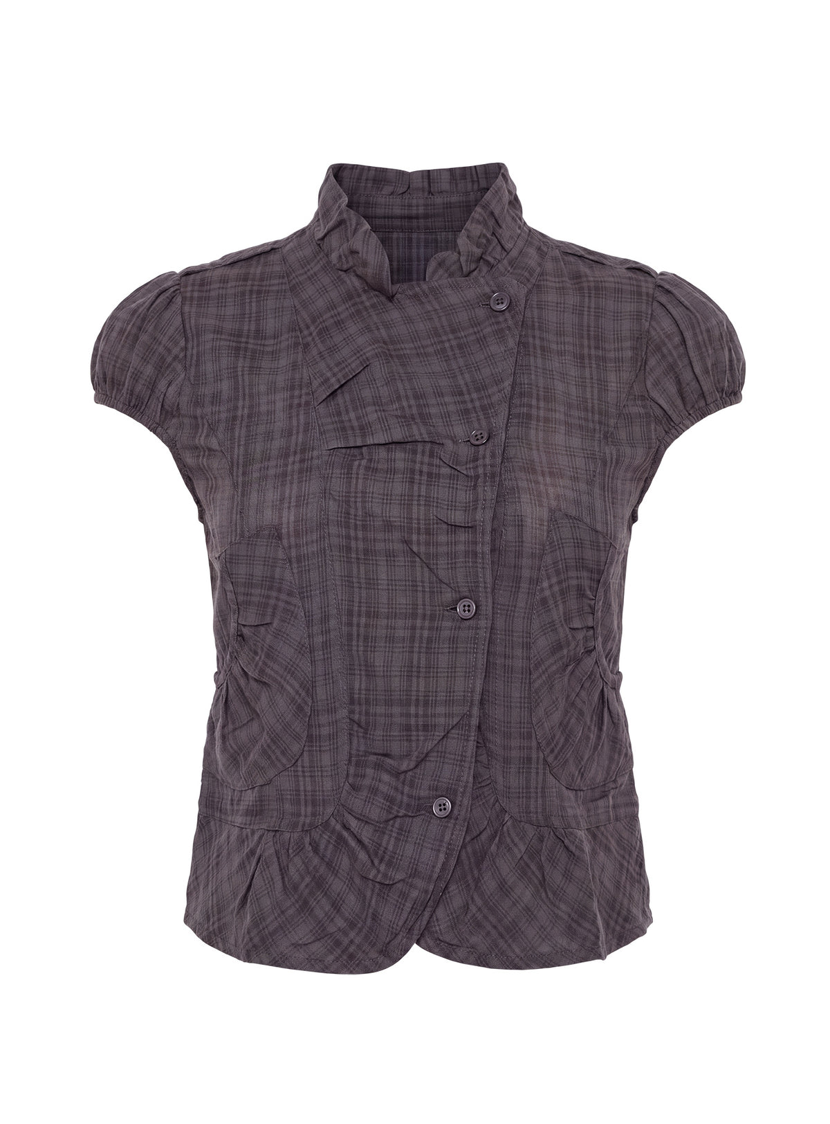 Aryalda Cap Sleeve Blouse Top Multi Check