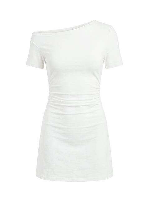 Avriana Off Shoulder T-Shirt Mini Dress White