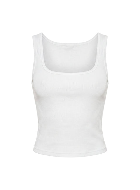 Baseline Square Neck Rib Tank Top White