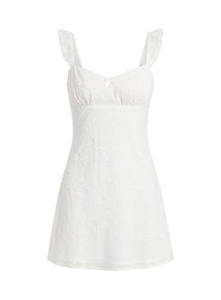 Beacall Embroidered Mini Dress White