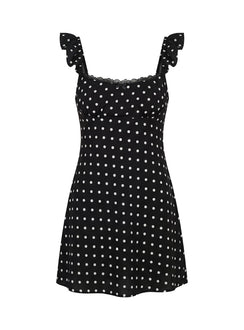 Beacall Mini Dress Black Polka Dot