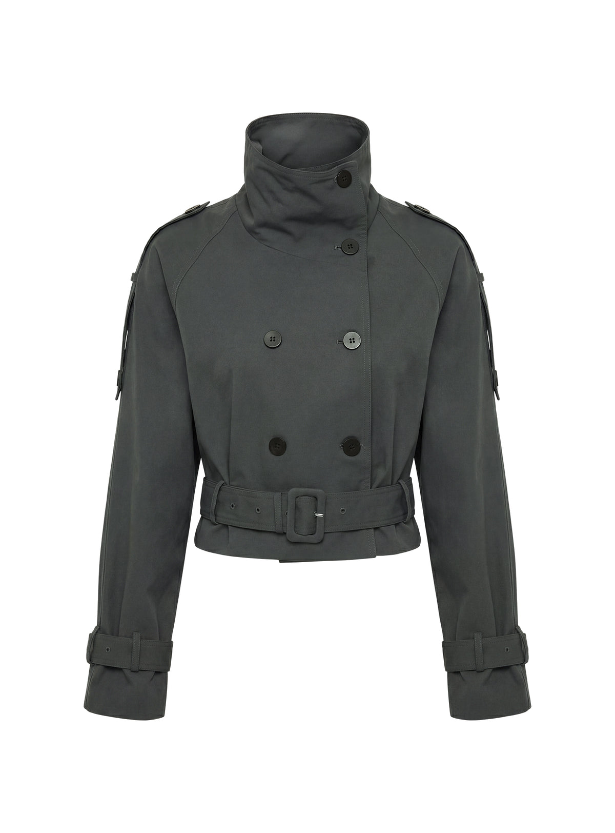 Blanc Cropped Trench Coat Olive