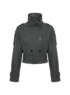 Blanc Cropped Trench Coat Olive