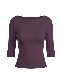 Daily Define Boatneck 3/4 Sleeve Top Aubergine