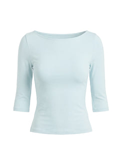 Daily Define Boatneck 3/4 Sleeve Top Icy Blue