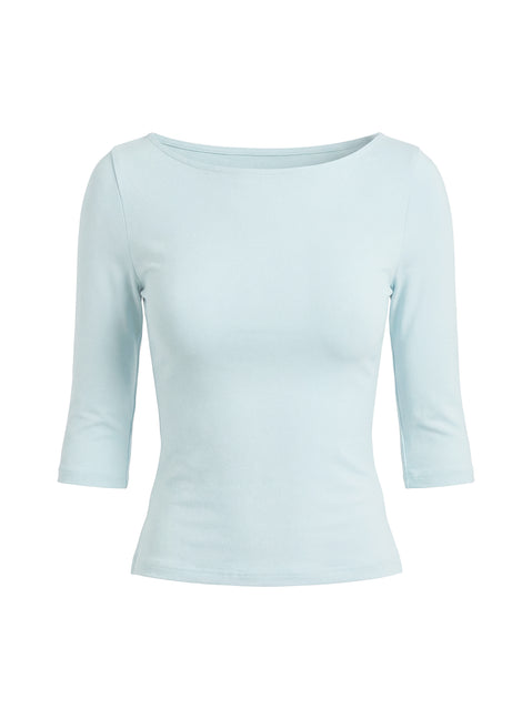 Daily Define Boatneck 3/4 Sleeve Top Icy Blue