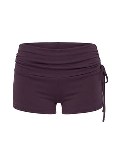 Daily Define Ruched Tie Side Micro Shorts Aubergine