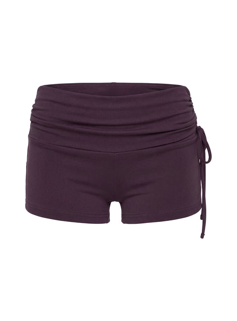 Daily Define Ruched Tie Side Micro Shorts Aubergine