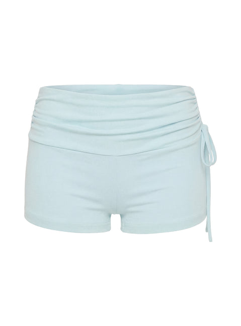 Daily Define Ruched Tie Side Micro Shorts Icy Blue