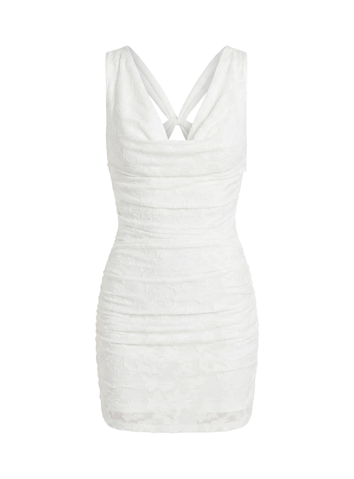 Brigetta Cowl Neck Mini Dress White