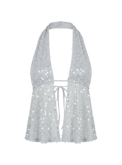Bright Futures Halter Shimmer Top Lilac
