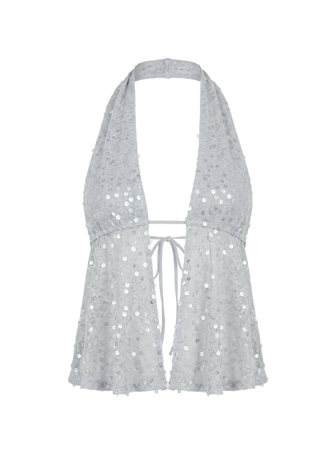 Bright Futures Halter Shimmer Top Lilac