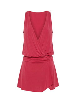Carissima Drape Plunge Mini Dress Guava