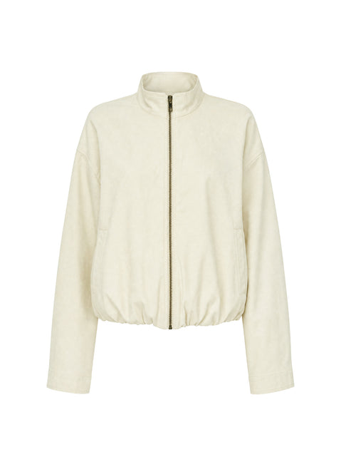 Chayden Cropped Canvas Bomber Jacket Cream