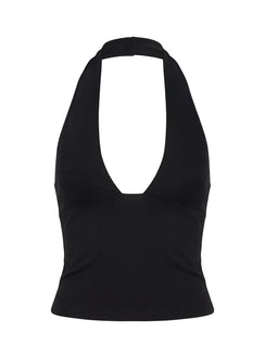Daily Define Halter Tank Top Black