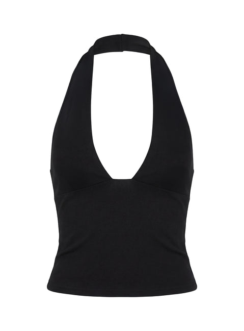Daily Define Halter Tank Top Black